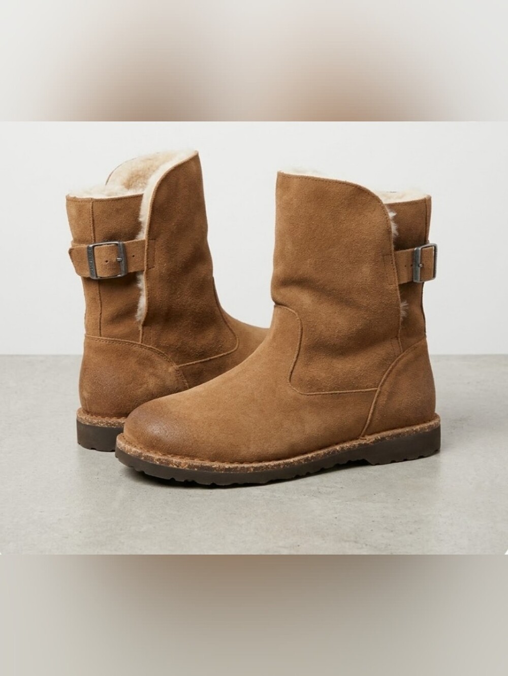 NEW! Birkenstock Tan Suede Shearling Ankle Boots women's sz 8